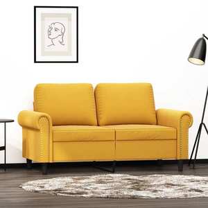 vidaXL Canapea cu 2 locuri, galben, 120 cm, catifea imagine