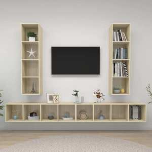 vidaXL Dulapuri TV suspendate 4 buc, stejar sonoma, lemn prelucrat imagine