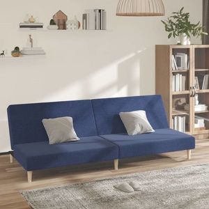 vidaXL Canapea extensibilă cu 2 locuri, albastru, textil imagine
