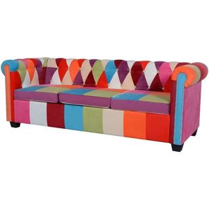 vidaXL Canapea Chesterfield, cu 3 locuri, material textil imagine