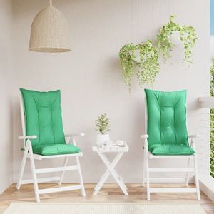 vidaXL Perne scaun cu spătar înalt, 2 buc., verde, 120x50x7 cm, textil imagine