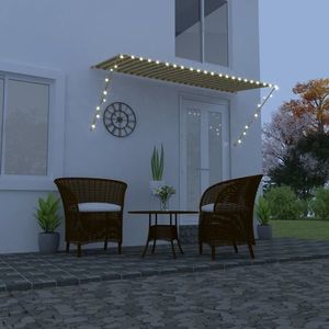 vidaXL Copertină retractabilă cu LED, galben și alb, 300 x 150 cm imagine