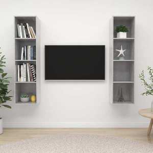 vidaXL Dulapuri TV suspendate, 2 buc, gri beton, lemn prelucrat imagine