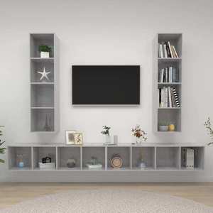 vidaXL Dulapuri TV suspendate, 4 buc, gri beton, lemn prelucrat imagine