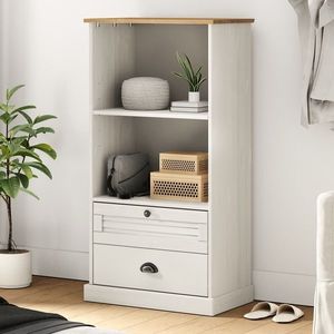 vidaXL Bibliotecă VIGO, alb, 60x35x114, 5 cm, lemn masiv de pin imagine