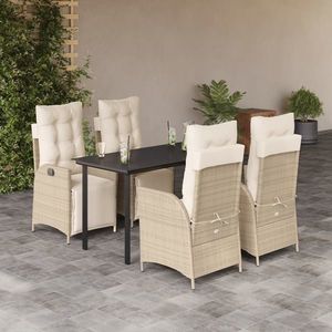 vidaXL Set mobilier de grădină cu perne, 5 piese, bej, poliratan imagine