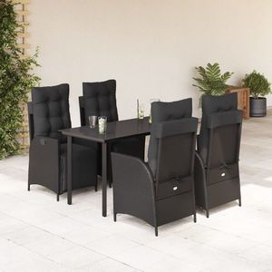 vidaXL Set mobilier de grădină cu perne, 5 piese, negru, poliratan imagine