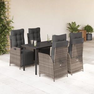 vidaXL Set mobilier de grădină cu perne, 5 piese, gri, poliratan imagine