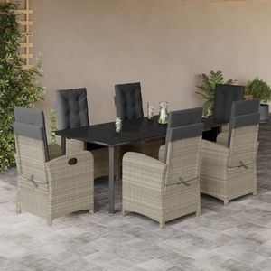 vidaXL Set mobilier de grădină cu perne, 7 piese gri deschis poliratan imagine