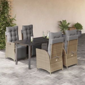vidaXL Set mobilier pentru grădină, 5 piese, cu perne, bej, poliratan imagine