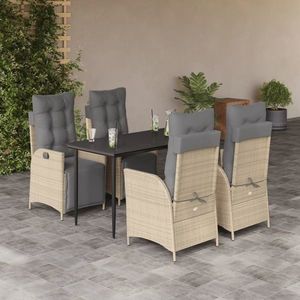 vidaXL Set mobilier pentru grădină, 5 piese, cu perne, bej, poliratan imagine