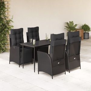 vidaXL Set mobilier de grădină cu perne, 5 piese, negru, poliratan imagine