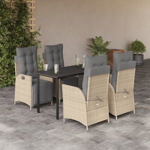 vidaXL Set mobilier pentru grădină, 5 piese, cu perne, bej, poliratan imagine