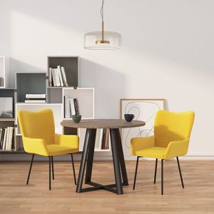 vidaXL Scaune de bucătărie, 2 buc., galben, catifea imagine