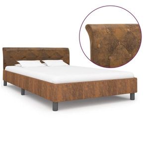 vidaXL Cadru de pat, maro, 140 x 200 cm, piele întoarsă ecologică imagine