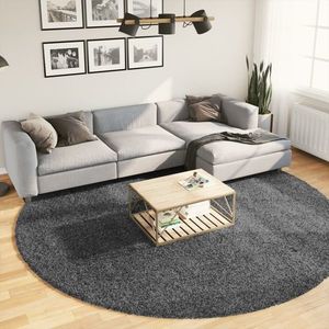 vidaXL Covor „OVIEDO”, fire scurte, antracit, Ø 280 cm imagine