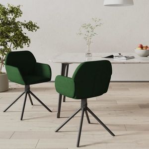 vidaXL Scaune de bucătărie pivotante, 2 buc., verde închis, catifea imagine