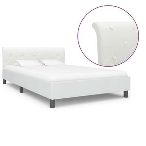 vidaXL Cadru de pat, alb, 140 x 200 cm, piele ecologică imagine
