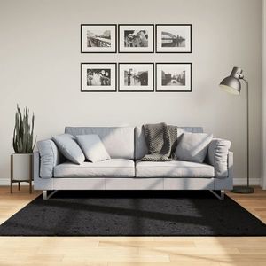 vidaXL Covor „OVIEDO”, fire scurte, negru, 160x160 cm imagine