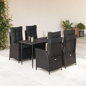 vidaXL Set mobilier de grădină cu perne, 5 piese, negru, poliratan imagine