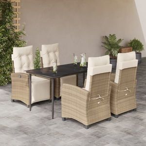 vidaXL Set mobilier de grădină cu perne, 5 piese, bej, poliratan imagine
