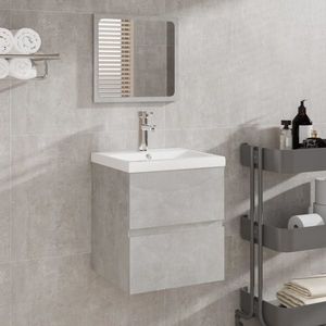 vidaXL Dulap cu chiuvetă de baie și oglindă, gri beton imagine