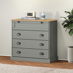 vidaXL Comodă cu sertare VIGO, gri, 80x40x76 cm, lemn masiv de pin imagine