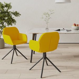 vidaXL Scaune de bucătărie pivotante, 2 buc., galben, catifea imagine