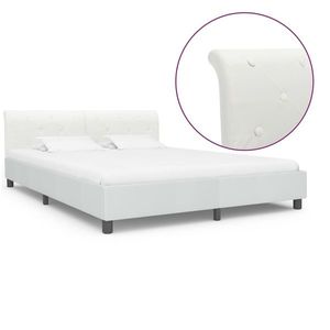 vidaXL Cadru de pat, alb, 160 x 200 cm, piele ecologică imagine