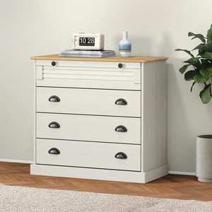 vidaXL Comodă cu sertare VIGO, alb, 80x40x76 cm, lemn masiv de pin imagine