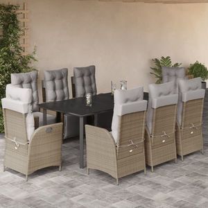 vidaXL Set mobilier de grădină, 9 piese, bej imagine
