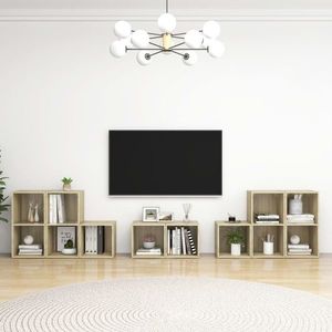 vidaXL Set de dulapuri TV, 8 piese, stejar sonoma, lemn prelucrat imagine