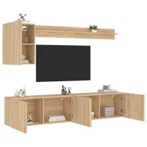 vidaXL Unități TV de perete, 5 piese, stejar sonoma, lemn prelucrat imagine