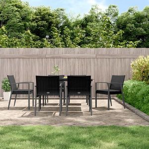 vidaXL Scaune de grădină cu perne 6 buc. negru 56, 5x57x83 cm poliratan imagine