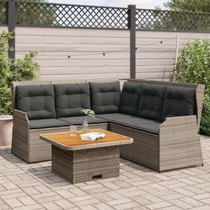 Set mobilier de grădină cu perne, 4 piese, gri, poliratan imagine
