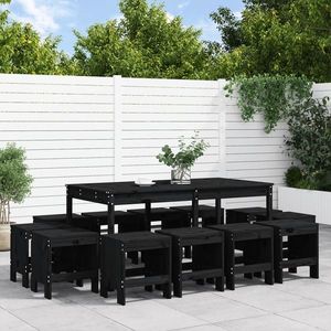 vidaXL Set mobilier de grădină, 13 piese, negru, lemn masiv de pin imagine