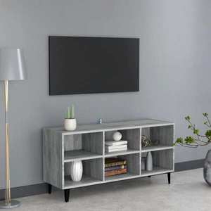 vidaXL Comodă TV picioare din metal, stejar sonoma gri, 103, 5x30x50 cm imagine