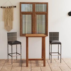 vidaXL Set mobilier bar de grădină cu perne, 3 piese, gri imagine
