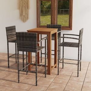 vidaXL Set mobilier bar de grădină, 5 piese, gri imagine