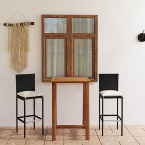 vidaXL Set mobilier bar de grădină cu perne, 3 piese, negru imagine