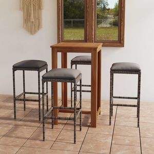 vidaXL Set mobilier bar de grădină cu perne, 5 piese, gri imagine