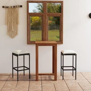 vidaXL Set mobilier bar de grădină cu perne, 3 piese, negru imagine