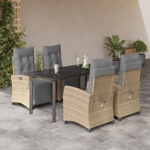 vidaXL Set mobilier pentru grădină, 5 piese, cu perne, bej, poliratan imagine