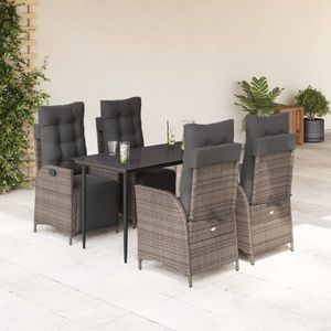 vidaXL Set mobilier de grădină cu perne, 5 piese, gri, poliratan imagine