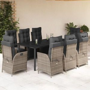 vidaXL Set mobilier grădină cu perne, 9 piese, gri, poliratan imagine