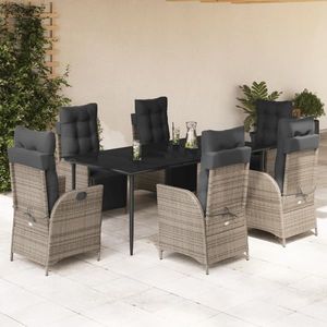 vidaXL Set mobilier de grădină cu perne, 7 piese, gri, poliratan imagine
