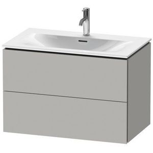 Set mobilier Duravit L-Cube cu dulap baza cu doua sertare gri ciment mat + lavoar Viu 83x49cm ventil push-open cu capac ceramic finisaj suplimentar imagine