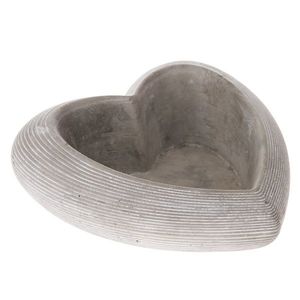 Capac pentru ghiveci din beton, gri inimă, 22 x 9cm imagine