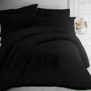 Kvalitex Lenjerie de pat din bumbac, negru, 220 x 200 cm, 2 buc. 70 x 90 cm, 220 x 200 cm, 2 buc. 70 x 90 cm imagine