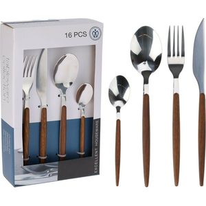 Set tacâmuri din oțel inoxidabil EH 16 piese Wood imagine